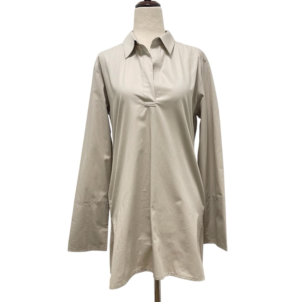 Claridge + King Long Sleeve Collared Cotton Stone Tunic Size Small